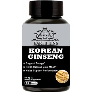 EARTH KING Korean Ginseng Extract for Strength, Stamina  and  Energy 500mg 60 Capsules
