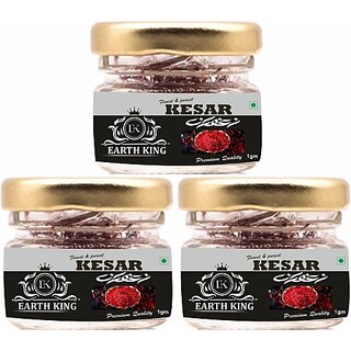 EARTH KING Saffron Thread Kesar/ Keshar/ Zafran /Jafran for Men Women (A++ Grade) 3gm (3 x 1 g)