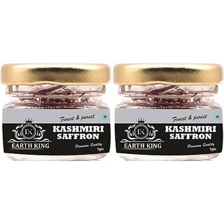 EARTH KING A++ Grade Kashmiri Saffron Threads  Original Saffron for Men  and  Women 2gm (2 x 1 g)