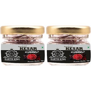 EARTH KING Saffron Thread Kesar/ Keshar/ Zafran /Jafran for Men Women (A++ Grade) 2Gm (2 x 1 g)