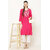 Vivient Women Pink Embroidered Kurti With White Pant