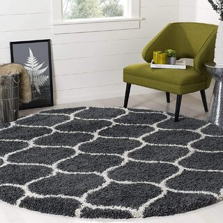 GALLERY HOME Silky Smooth Anti-Skid Shaggy Round Carpet with 2 inch Thickness (4 x 4 Round, Charcoal M1)