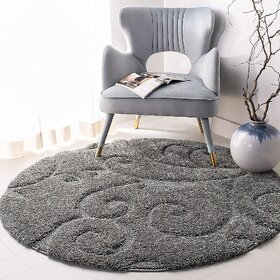 GALLERY HOME Silky Smooth Anti-Skid Shaggy Round Carpet with 2 inch Thickness (8x 8  Round, Charcoal M2)