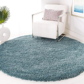 GALLERY HOME Silky Smooth Anti-Skid Shaggy Round Carpet with 2 inch Thickness (6 x 6  Round, Blue S3)