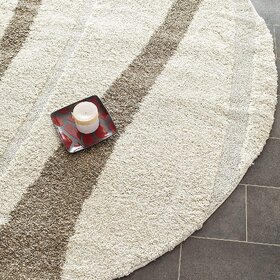 GALLERY HOME Silky Smooth Anti-Skid Shaggy Round Carpet with 2 inch Thickness (3 x 3  Round, Ivory K2)
