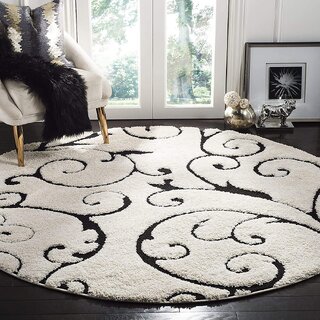 GALLERY HOME Silky Smooth Anti-Skid Shaggy Round Carpet with 2 inch Thickness (3 x 3  Round, Ivory F1)
