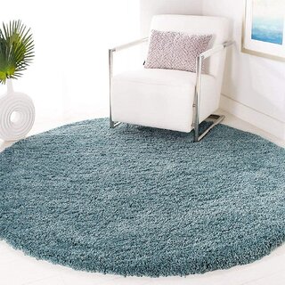GALLERY HOME Silky Smooth Anti-Skid Shaggy Round Carpet with 2 inch Thickness (6 x 6  Round, Blue S3)