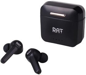 RAT Arrow Series Earbuds| TWS Active Noise Cancellation with Mic, 22 Hours Playtime with Speed Charge| IPX4 Water Resistance, Smooth Touch Controls & Voice Assistant Bluetooth in Ear Earbuds- Black