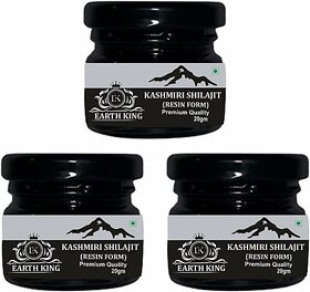 EARTH KING Pure Kashmiri Shilajit/Shilajit Resin (Semi Liquid) for Strength  and  Power 60Gm (Pack of 3)