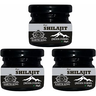EARTH KING Pure Shilajit/Shilajit Resin (Semi Liquid) for Strength, Stamina  and  Power 60Gm (Pack of 3)