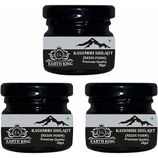 EARTH KING Pure Kashmiri Shilajit/Shilajit Resin (Semi Liquid) for Strength  and  Power 60Gm (Pack of 3)