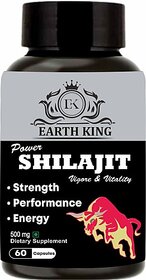 EARTH KING Power Shilajit/Shilajeet Capsule for Vigor  and  Vitality - 500mg 60 Capsules