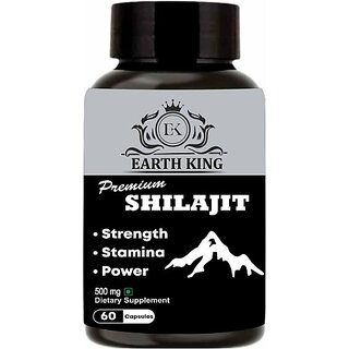 EARTH KING Premium Shilajit/Shilajeet Capsule for Stamina & Energy 500mg (60 Capsules)