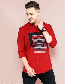 Modernity Men Red Printed Regular Fit Shirt