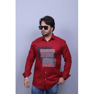 Modernity Men Maroon Printed Regular Fit Shirt