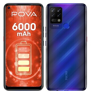 (Refurbished) TECNO POVA  (4 GB RAM, 64 GB Storage, Magic Blue) - Superb Condition, Like New