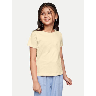 Rad prix Girls Beige Solid T-shirt