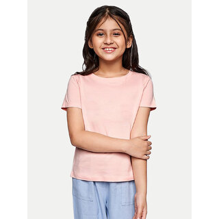 Rad prix Girls Salmon-pink Solid T-shirt