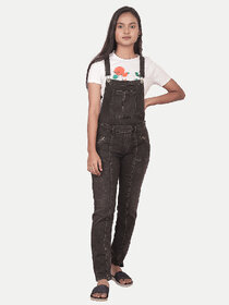 Girls Denim  Dungaree -Black Colour