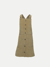 Teen Girls Beige Corduroy Dungaree Dress
