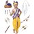 Krishna Costume for Boys (Blue Dhoti, Patka, Belt, Fabric Mukut, Mala, Bansuri)