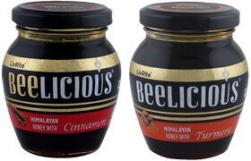 Beelicious Himalayan Honey with Cinnamon And Himalayan Honey with Turmeric, Pack of 2, 250g Each
