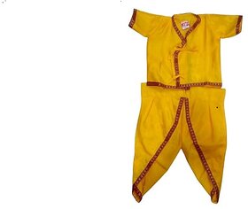 Krishna or little kanha yellow color plain fancy dress costume for kids