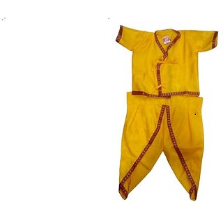Krishna or little kanha yellow color plain fancy dress costume for kids