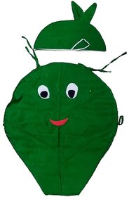 Spinach Green Vegetable Cutout Fancy Dress Costume With Cap For Kids Age 3-6yrs