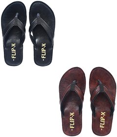 FLIP X Men's Slipper Combo of 2 - Stylish Synthetic Leather Comfort