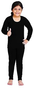 U-Light Anti-Bacterial Black Solid Kids Thermal Top And Bottom Set