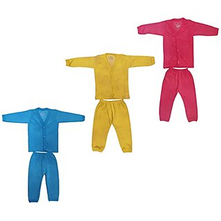 U-Light Baby Thermal Top And Pyjama Set - Front Open Full Sleeves Winter Wear Suit For Infants Boys And Girls