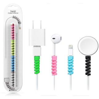 4 Piece Spiral Charger Cable Protectors for Wires Data Cable Saver Charging Cord Protective Cable Cover