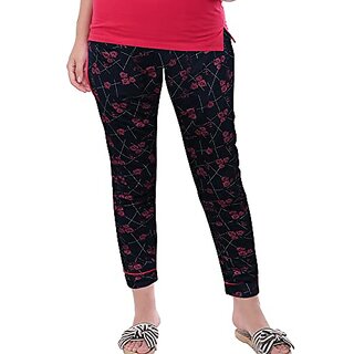 U-Light Women Cotton Printed Trouser With Rib