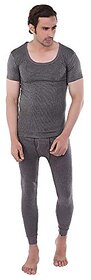 U-Light Apparels Men Deep Neck Half Sleeves Vest And Trouser Thermal Set