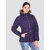 Honey Bell Solid Purple Color Polyester Jacket For Women