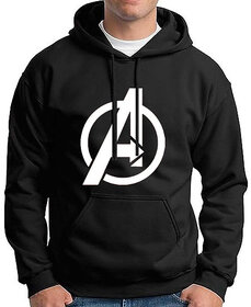 HIT SQUARE Men Black Printed Hooded Full Sleeve Sweatshirt.