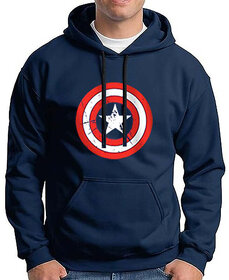 HIT SQUARE Men Blue Printed Hooded Full Sleeve Sweatshirt.