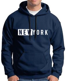 HIT SQUARE Men Blue Printed Hooded Full Sleeve Sweatshirt.