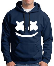 HIT SQUARE Men Blue Printed Hooded Full Sleeve Sweatshirt.