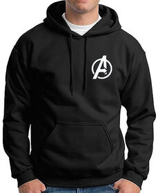 HIT SQUARE Men Black Printed Hooded Full Sleeve Sweatshirt.