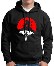 HIT SQUARE Men Black Printed Hooded Full Sleeve Sweatshirt.