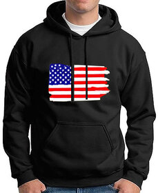 HIT SQUARE Men Black Printed Hooded Full Sleeve Sweatshirt.