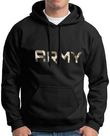 HIT SQUARE Men Black Printed Hooded Full Sleeve Sweatshirt.