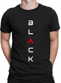 HIT SQUARE Black Pure Cotton Round Neck Printed T-Shirt for Men
