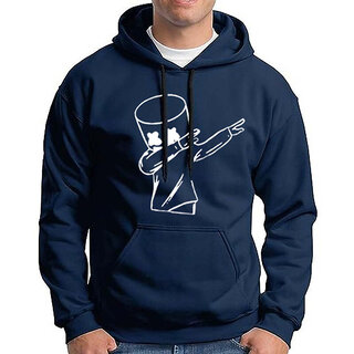 HIT SQUARE Men Blue Printed Hooded Full Sleeve Sweatshirt.