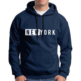 HIT SQUARE Men Blue Printed Hooded Full Sleeve Sweatshirt.