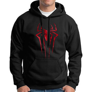 HIT SQUARE Men Black Printed Hooded Full Sleeve Sweatshirt.