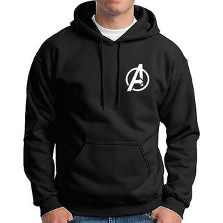 HIT SQUARE Men Black Printed Hooded Full Sleeve Sweatshirt.