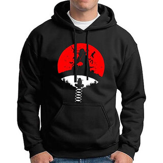 HIT SQUARE Men Black Printed Hooded Full Sleeve Sweatshirt.
